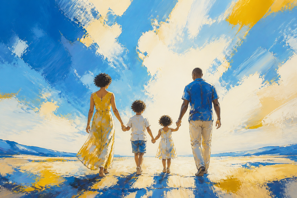 Blue Sky Belonging - Family canvas artwork by Imagine Prints