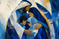 Shelter In Blue - Family canvas artwork by Imagine Prints