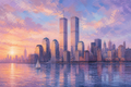 Twin Towers Dawn - Architecture canvas artwork by Imagine Prints
