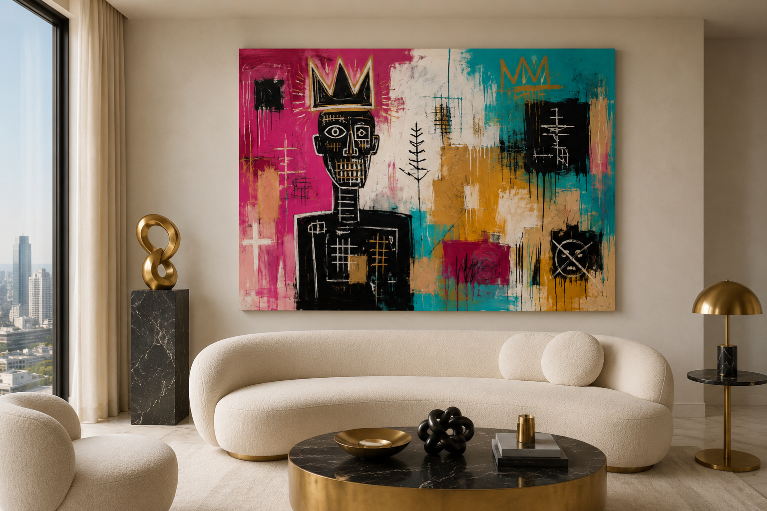 Royal Static canvas artwork displayed in a refined contemporary interior