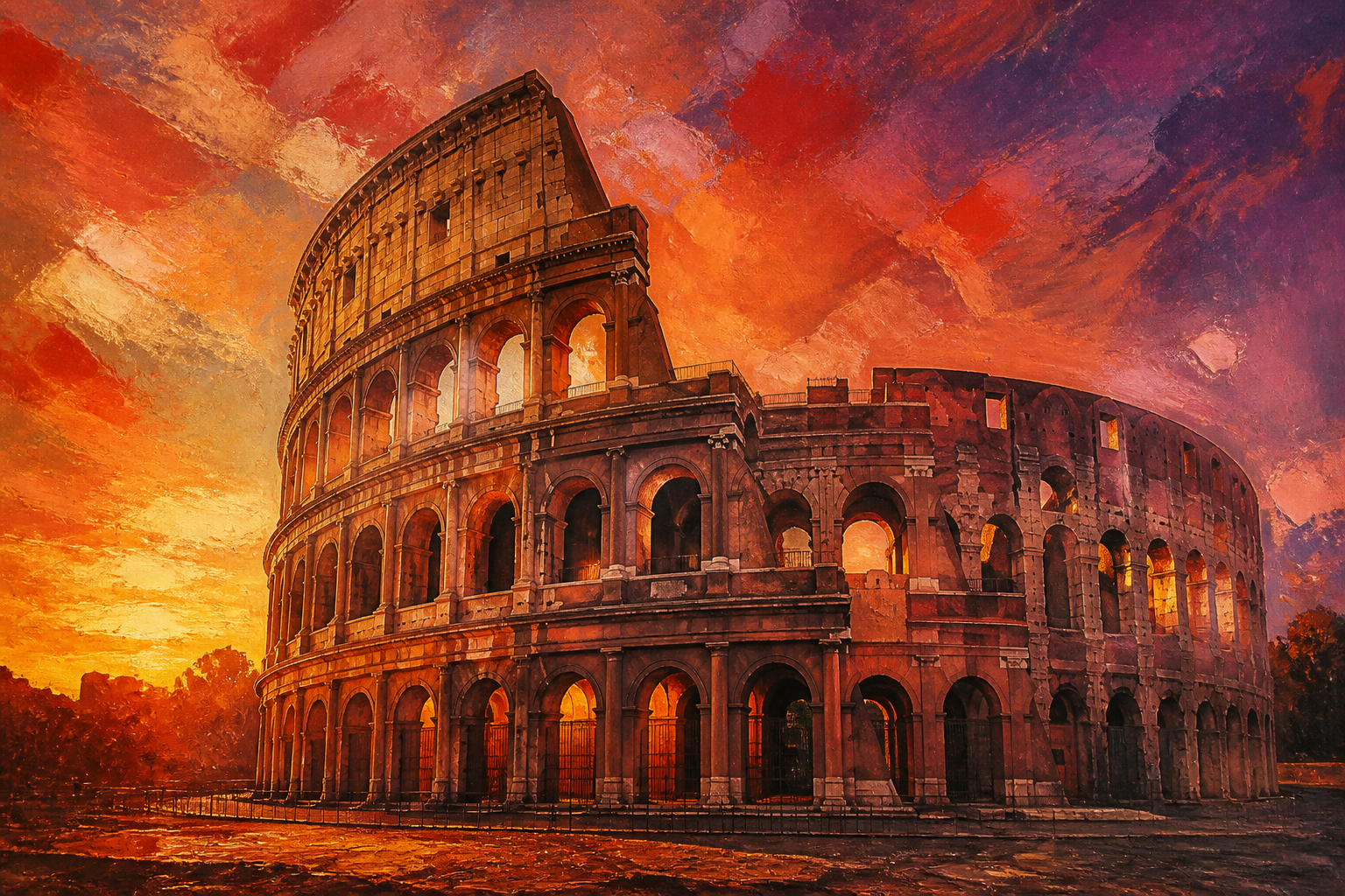 Colosseum Ember - Architecture canvas artwork by Imagine Prints