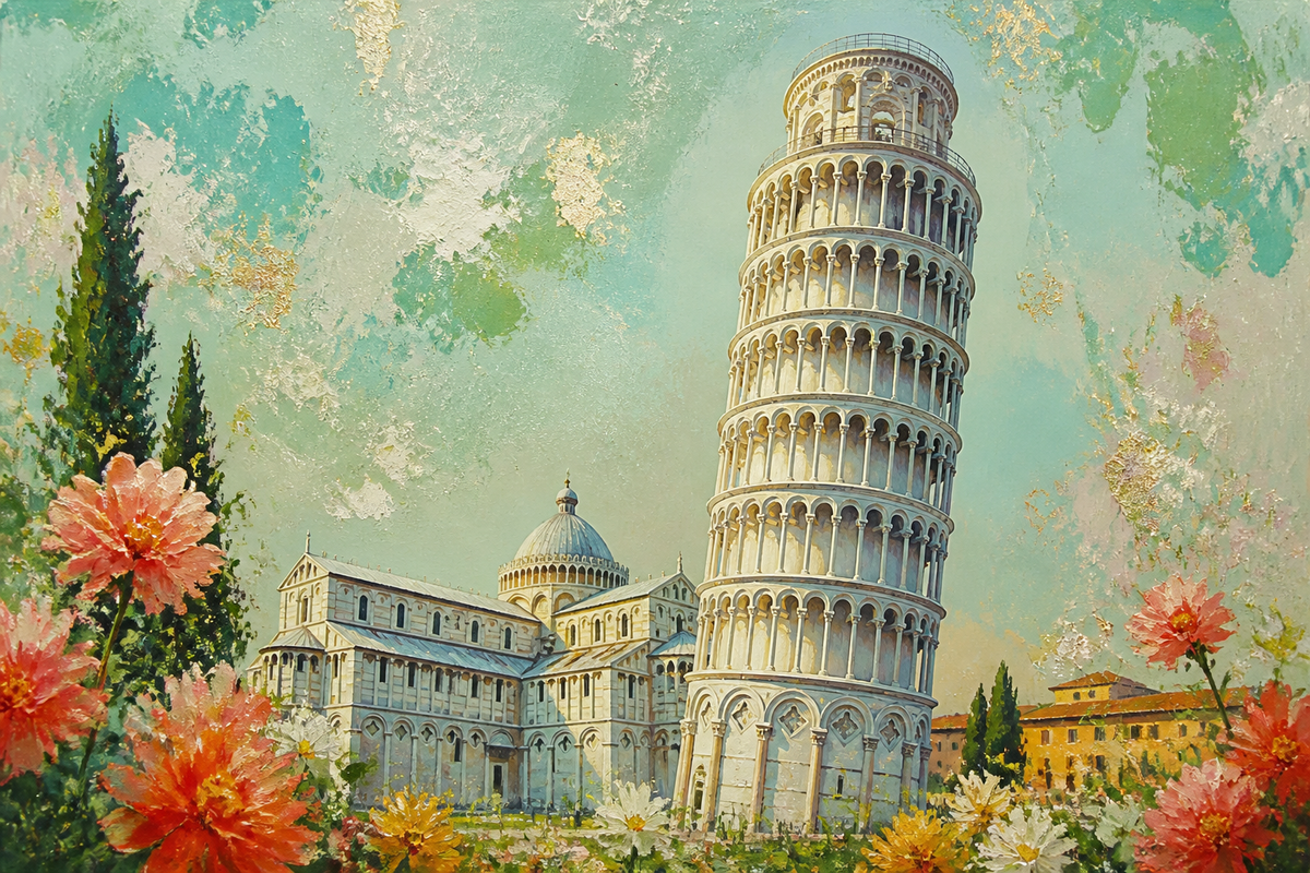 Pisa In Bloom - Architecture canvas artwork by Imagine Prints