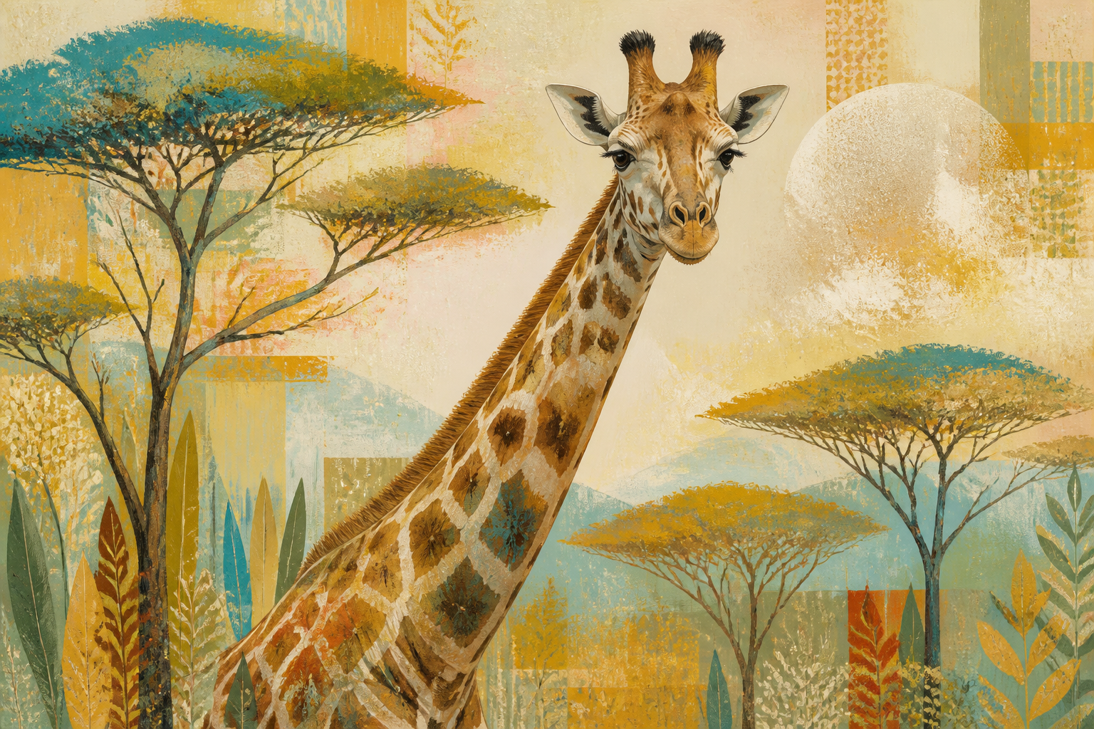 Giraffe Garden - Animals canvas artwork by Imagine Prints