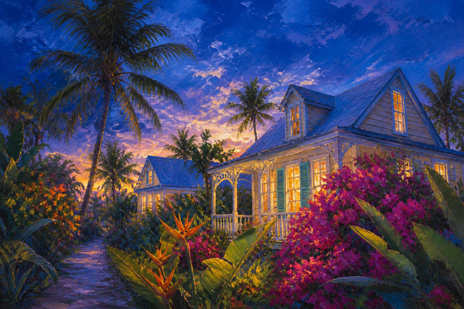 Key West Conch Evening - Coastal Florida canvas artwork by Imagine Prints
