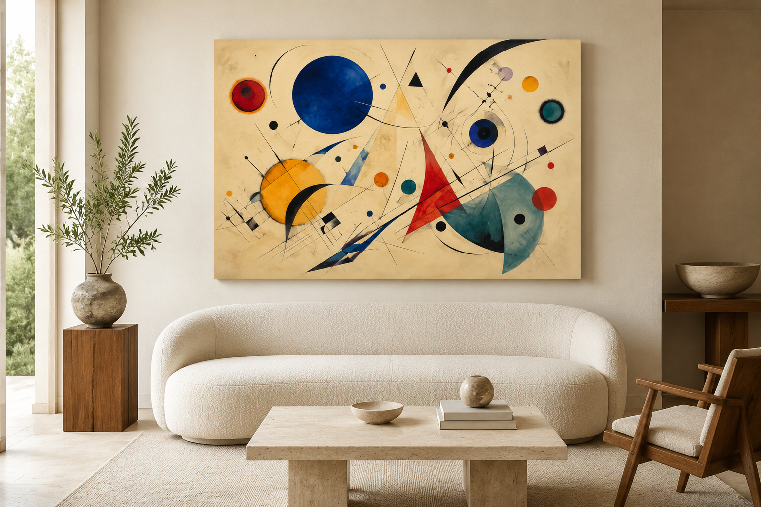 Orchestra of Light canvas artwork displayed in a refined contemporary interior