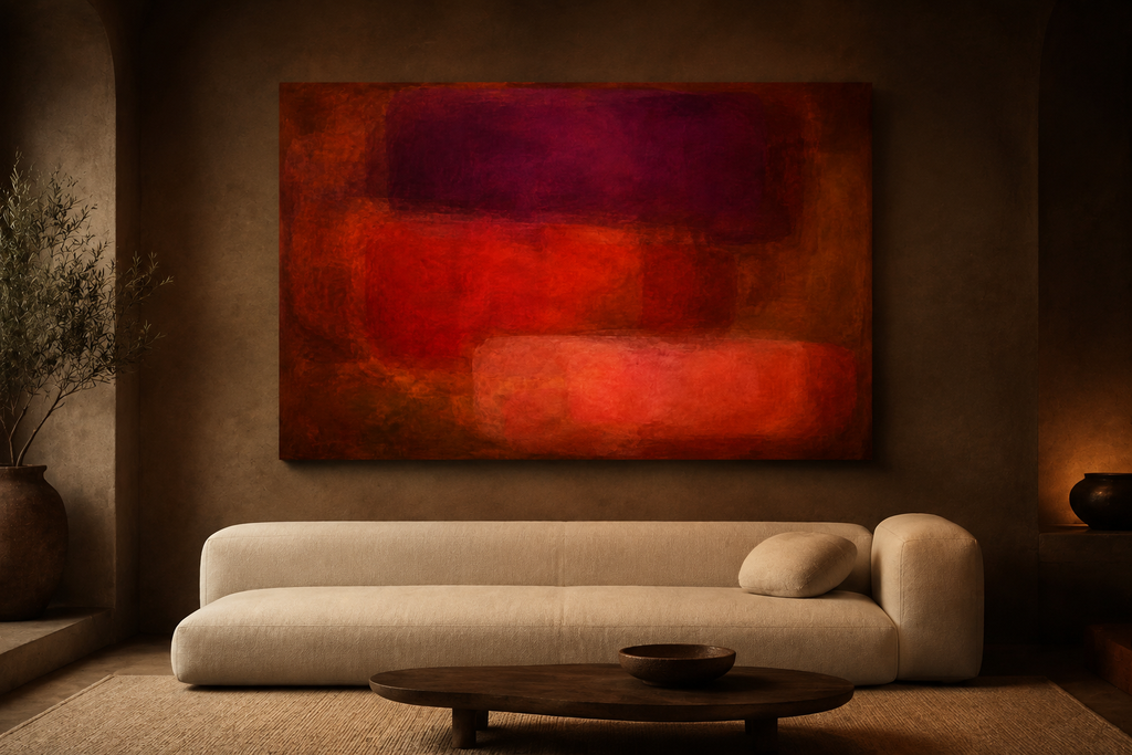Ember Sanctuary canvas artwork displayed in a refined contemporary interior