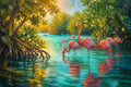 Flamingo Mangrove Lagoon - Coastal Florida canvas artwork by Imagine Prints