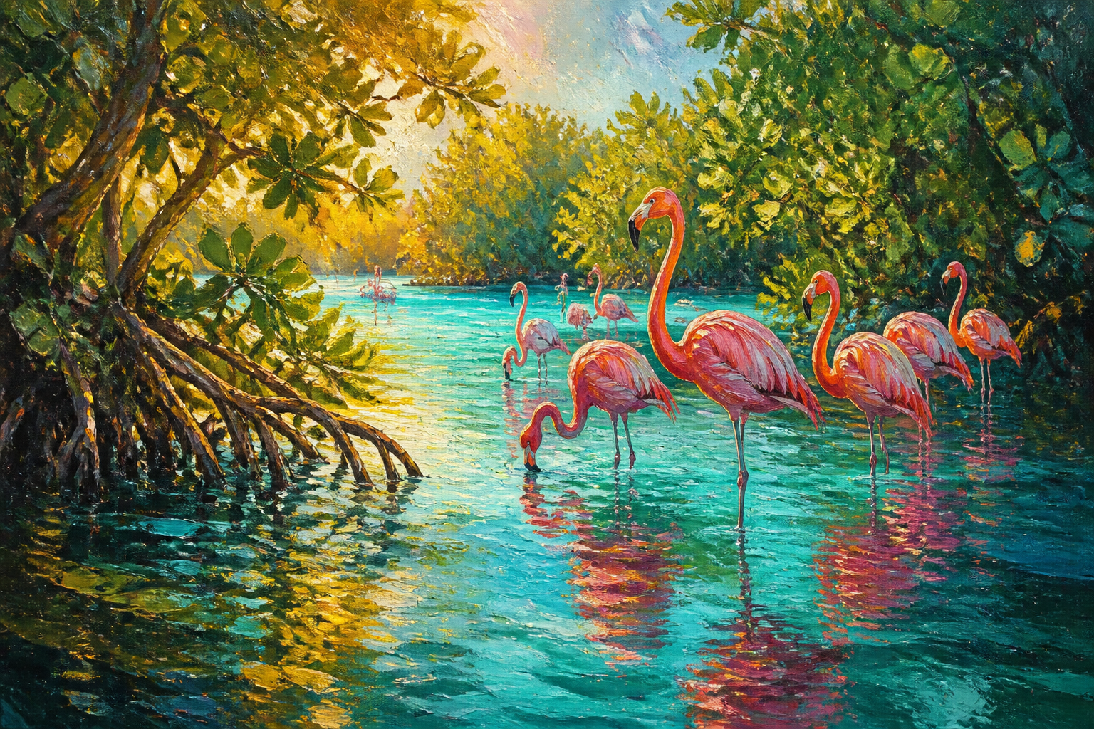 Flamingo Mangrove Lagoon - Coastal Florida canvas artwork by Imagine Prints