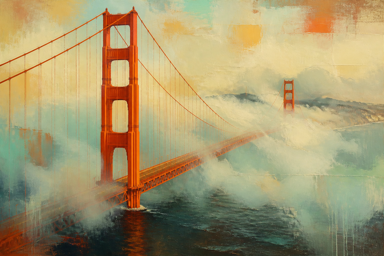 Golden Gate Fog - Architecture canvas artwork by Imagine Prints