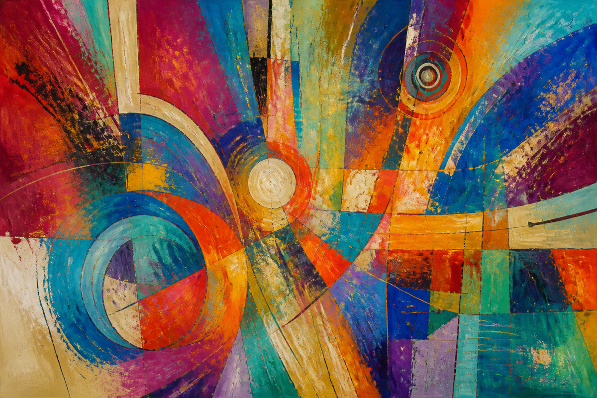 Chromatic Orchestra - Abstract canvas artwork by Imagine Prints