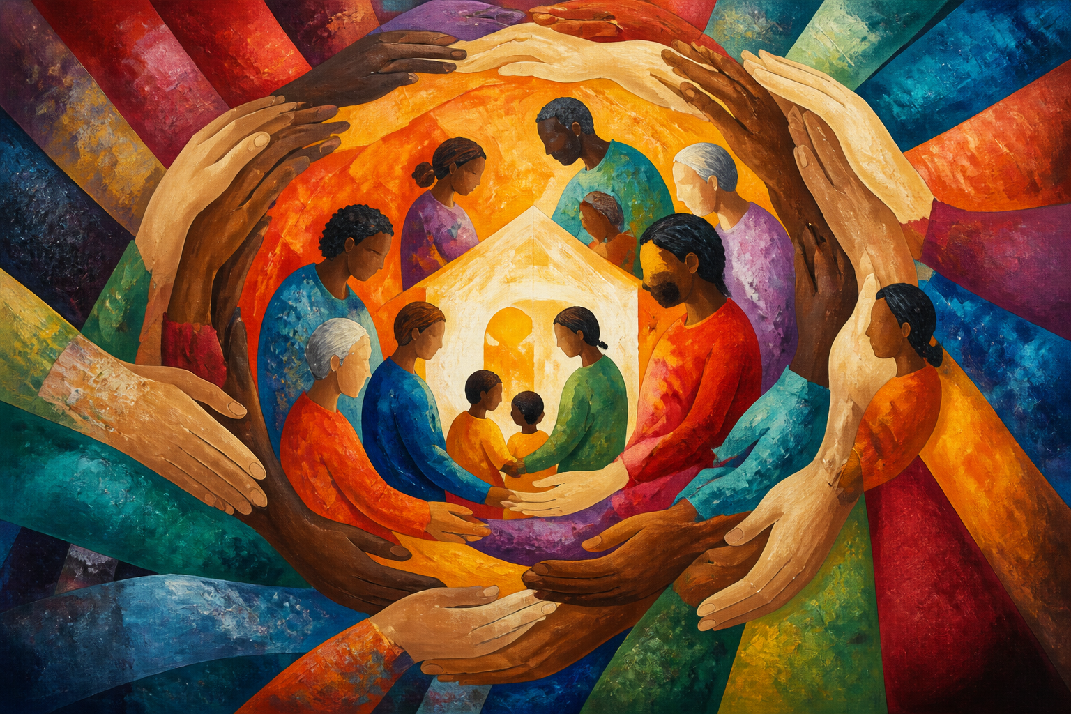 Many Hands One Home - Family canvas artwork by Imagine Prints