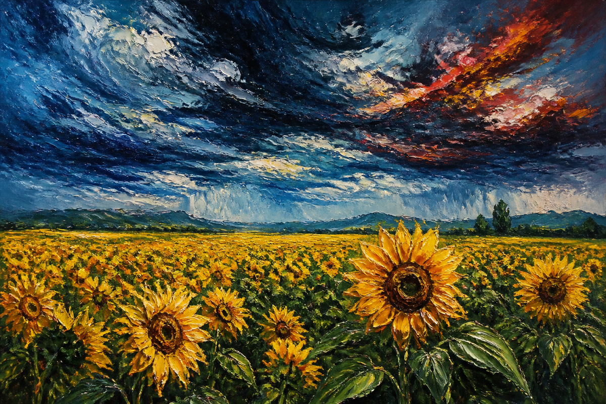 Sunflower Tempest - Nature canvas artwork by Imagine Prints