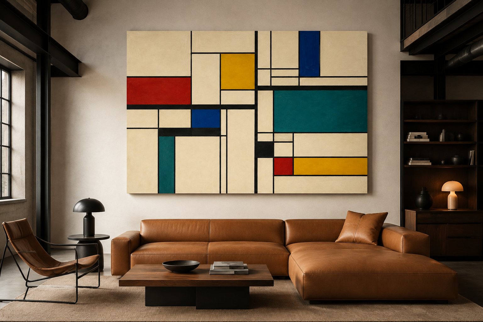 Balance in Motion canvas artwork displayed in a refined contemporary interior
