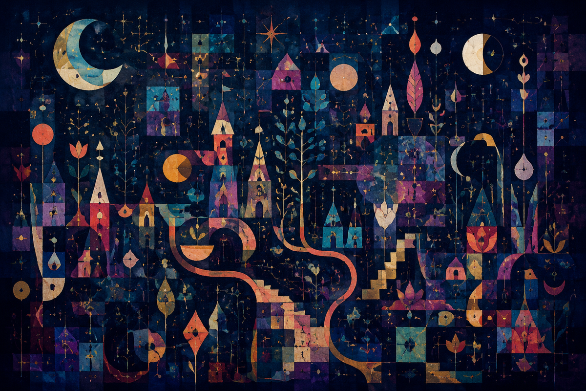 Night Garden Notation — Abstract canvas artwork by Imagine Prints