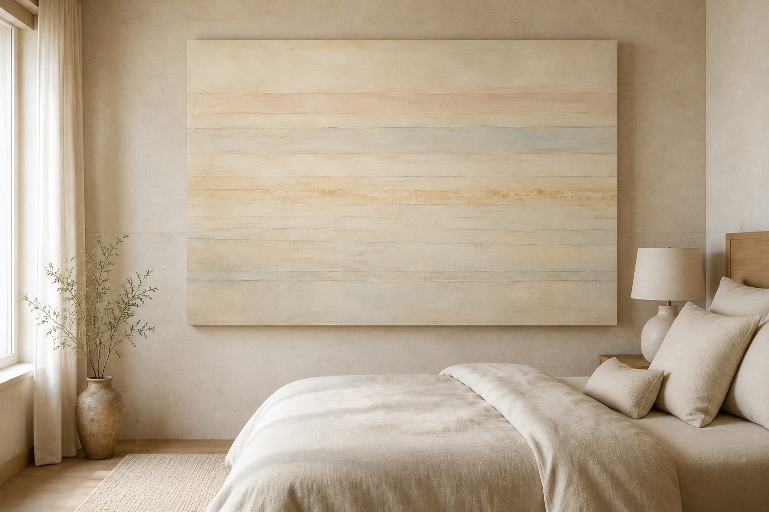 Quiet Measure canvas artwork displayed in a refined contemporary interior