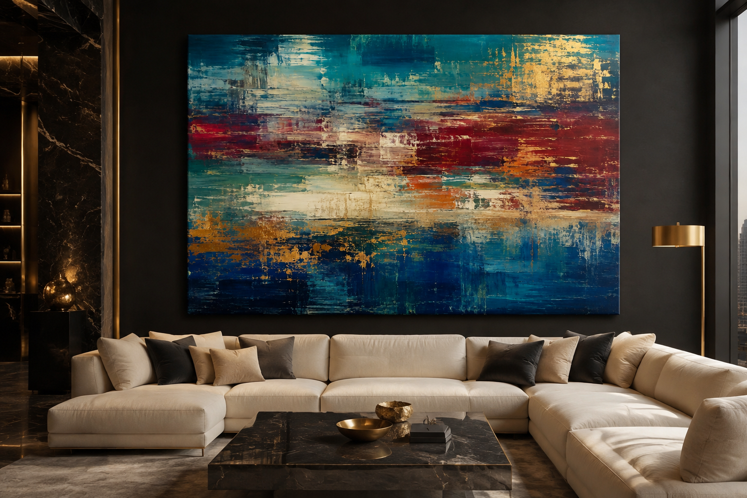 After the Rain canvas artwork displayed in a refined contemporary interior