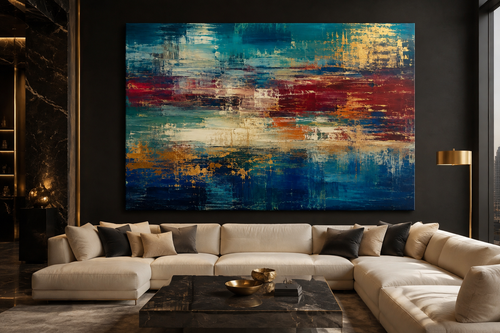 After the Rain canvas artwork displayed in a refined contemporary interior