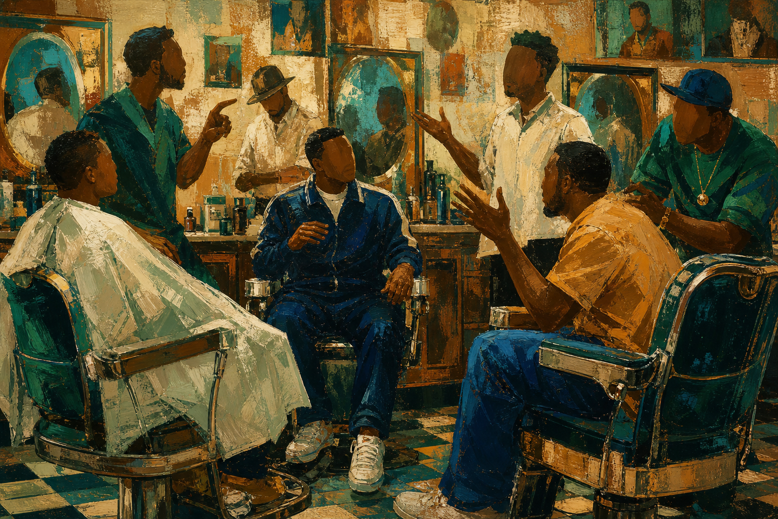 Barbershop Parliament - Urban Culture canvas artwork by Imagine Prints