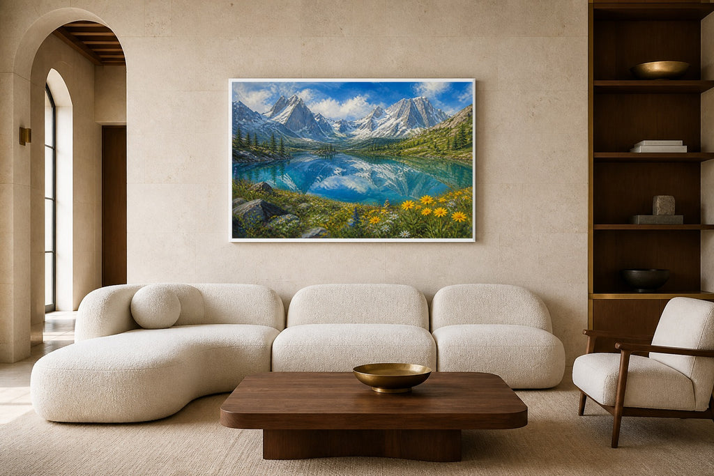 Alpine Mirror canvas artwork displayed in a luxury home interior