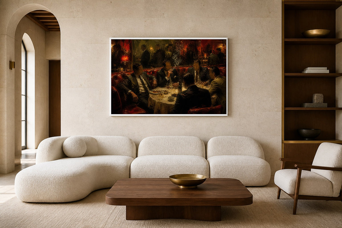 Backroom Table canvas artwork displayed in a luxury home interior