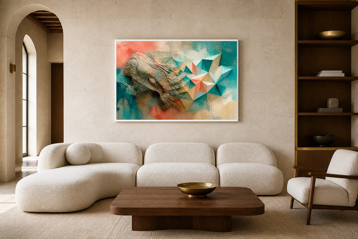 Becoming canvas artwork displayed in a luxury home interior
