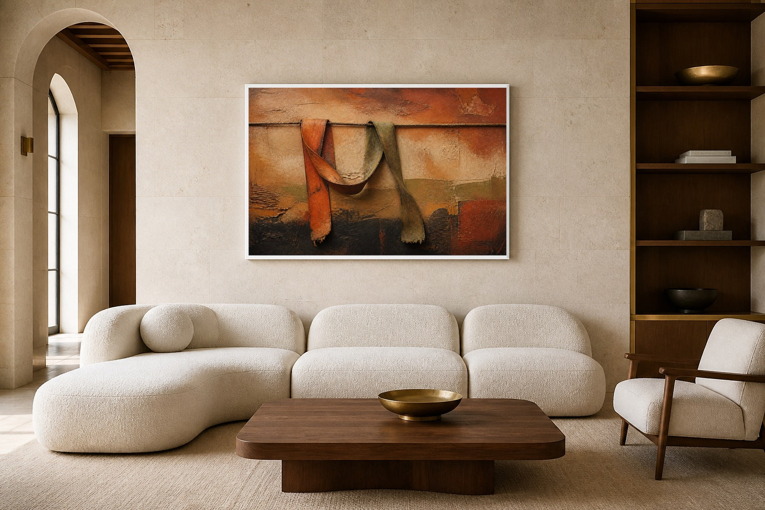 Beyond The Rope canvas artwork displayed in a luxury home interior