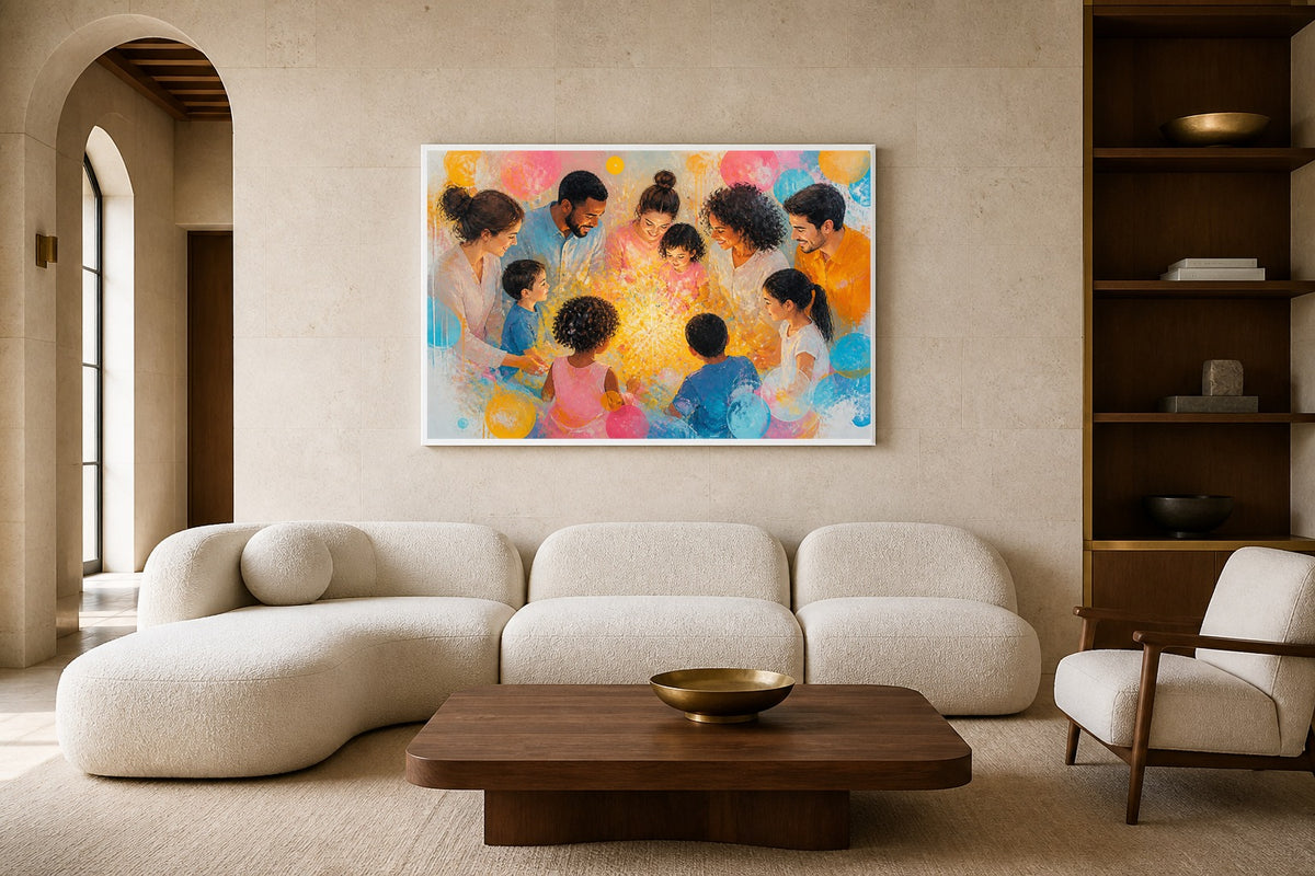Birthday Constellation canvas artwork displayed in a luxury home interior