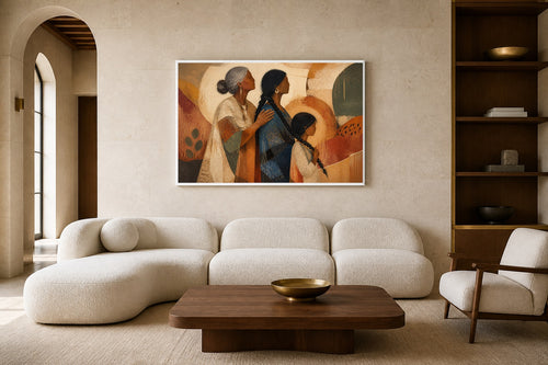 Braided Generations canvas artwork displayed in a luxury home interior