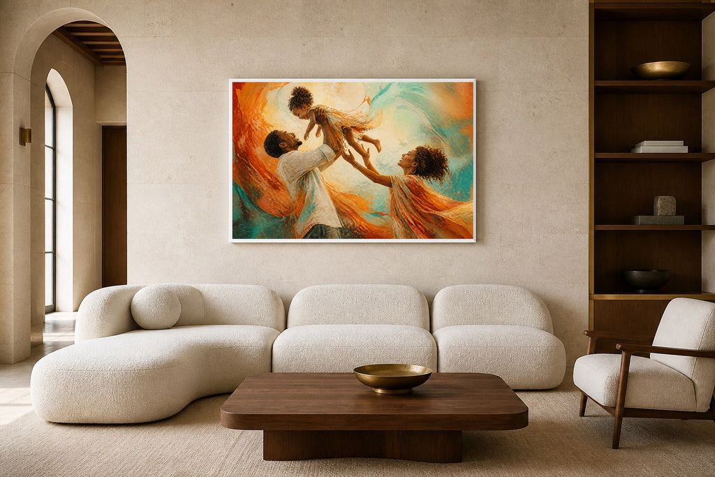 Carry The Light canvas artwork displayed in a luxury home interior