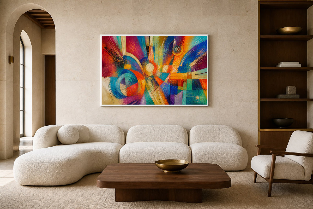Chromatic Orchestra canvas artwork displayed in a luxury home interior