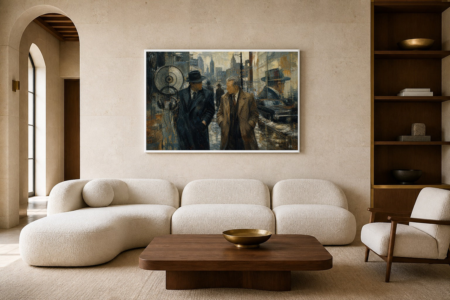 Double Life canvas artwork displayed in a luxury home interior