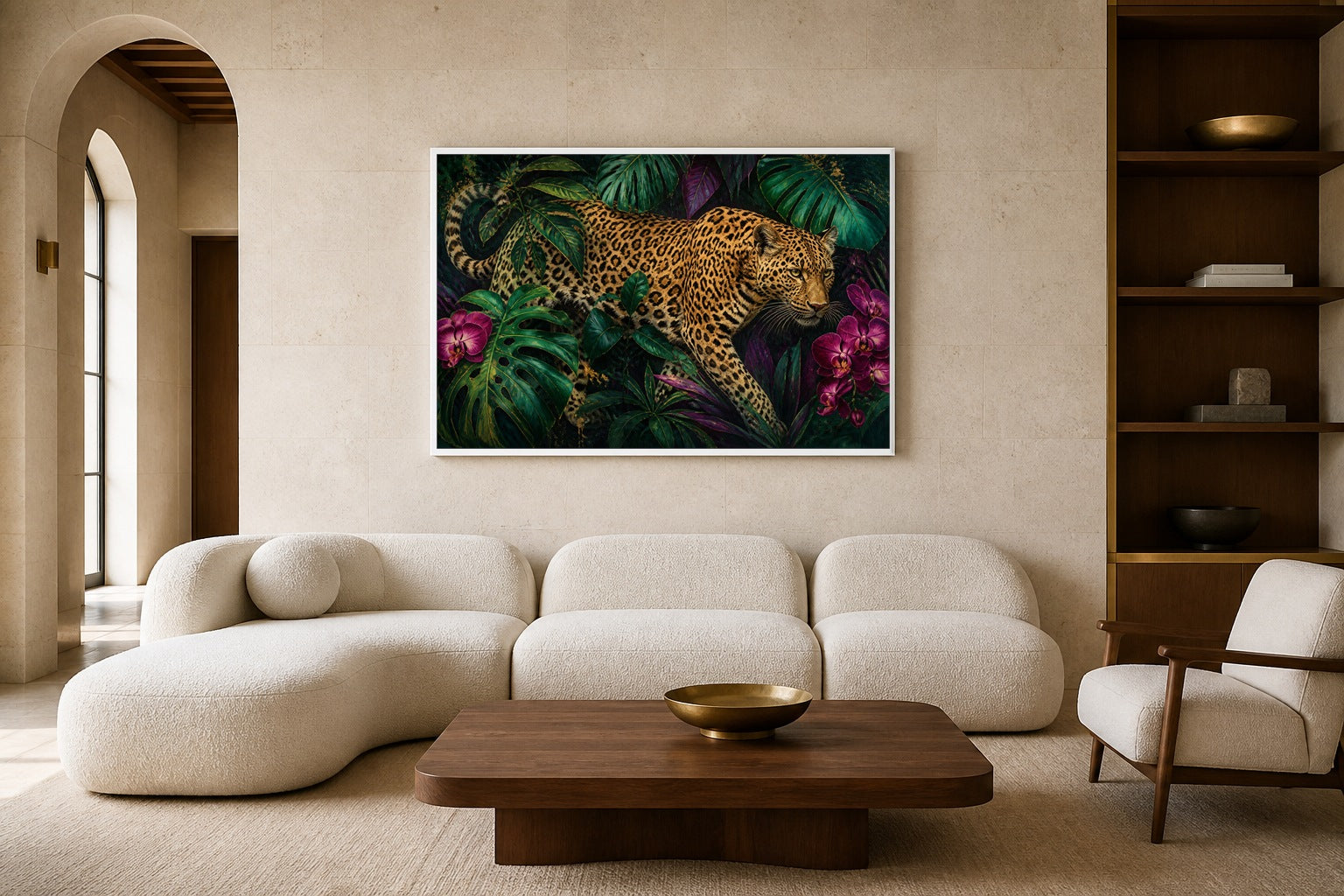 Emerald Stalker canvas artwork displayed in a luxury home interior
