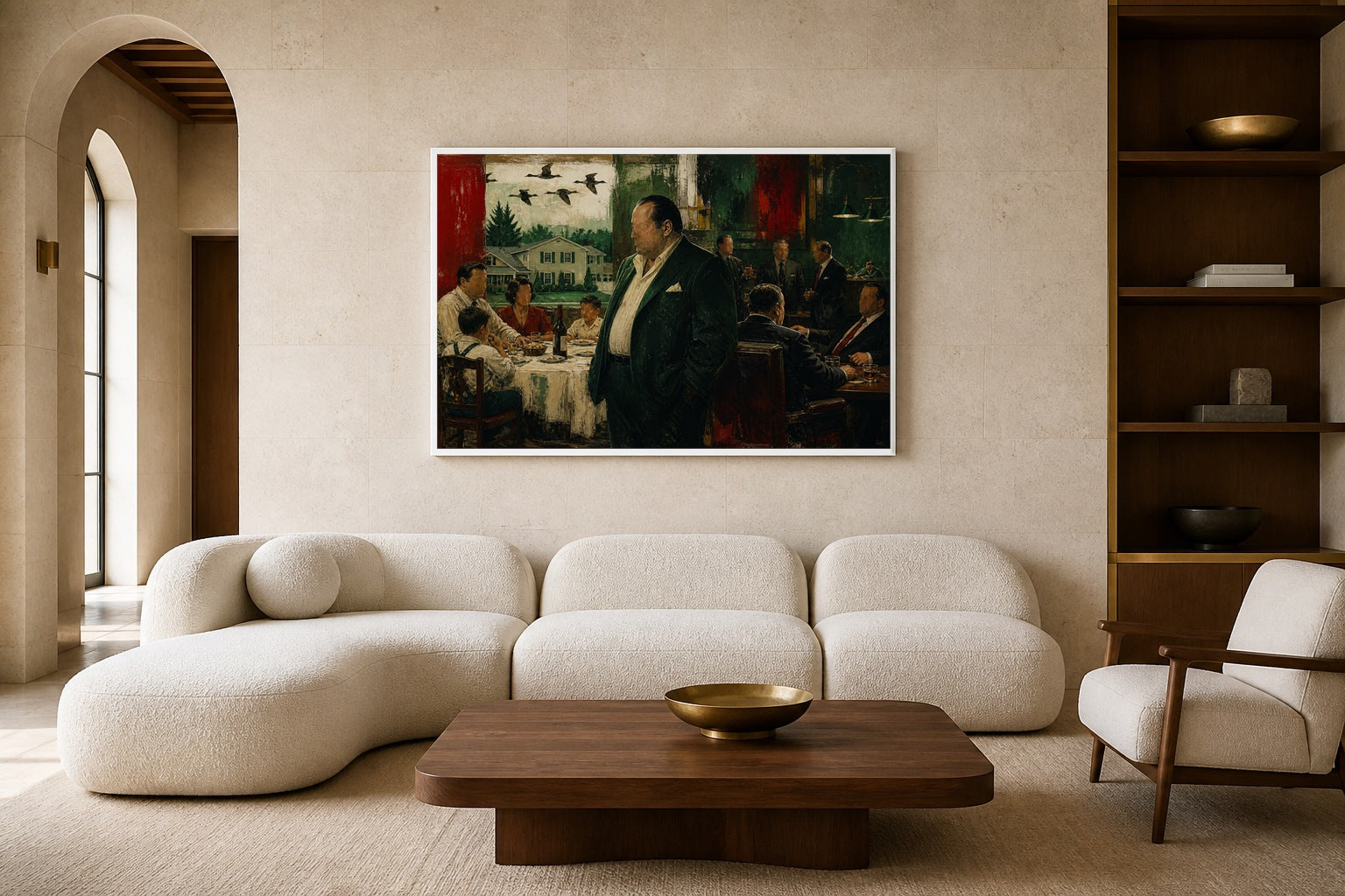 Family Business canvas artwork displayed in a luxury home interior
