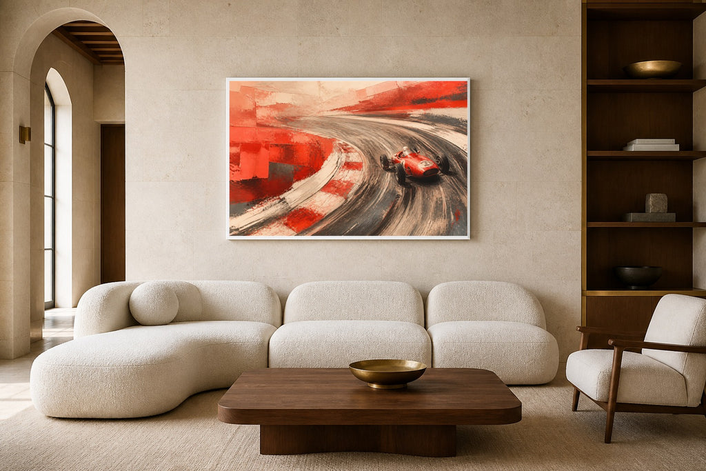 Final Turn canvas artwork displayed in a luxury home interior
