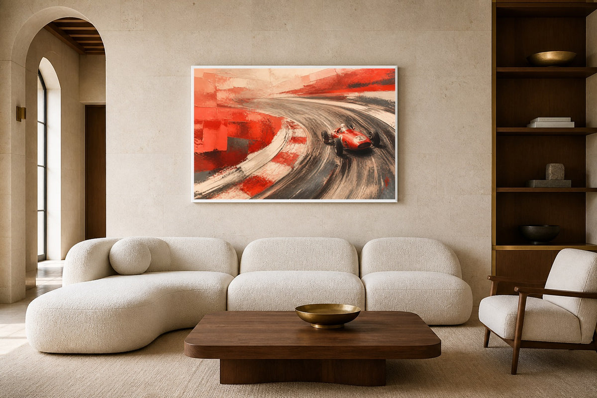 Final Turn canvas artwork displayed in a luxury home interior