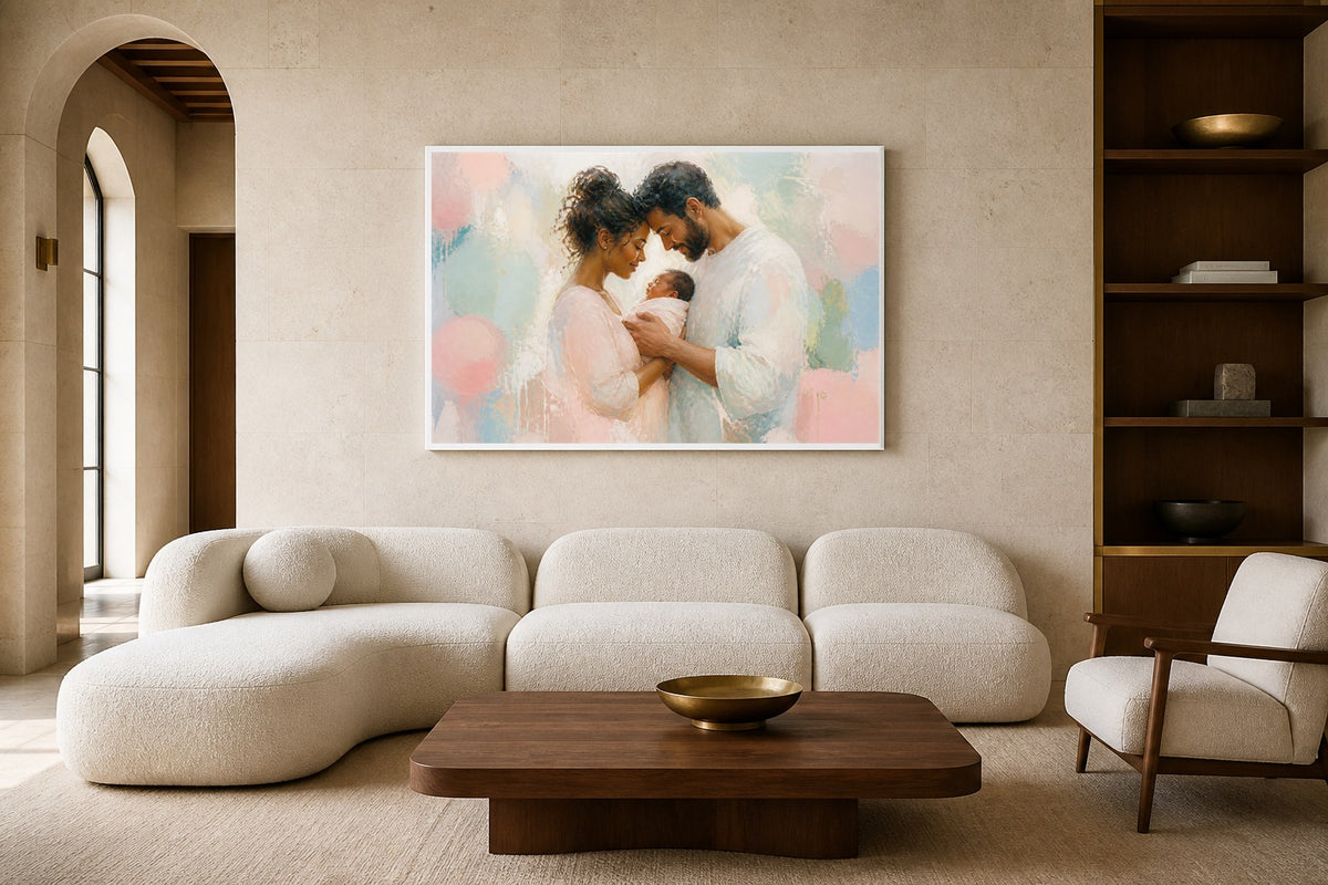 First Morning canvas artwork displayed in a luxury home interior