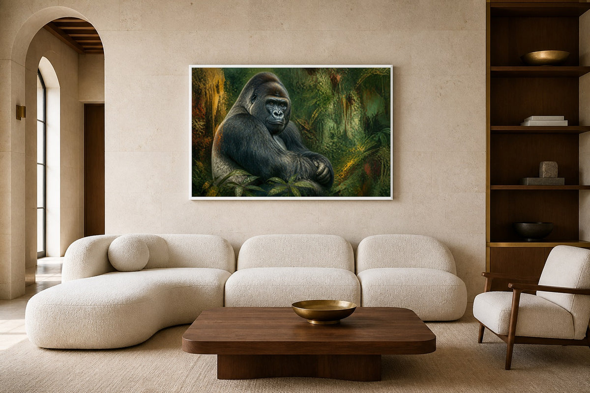 Forest Sentinel canvas artwork displayed in a luxury home interior