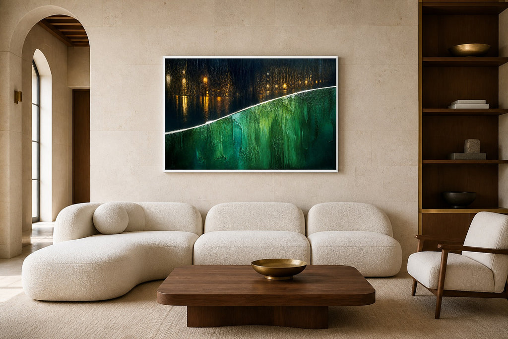 Game Line canvas artwork displayed in a luxury home interior