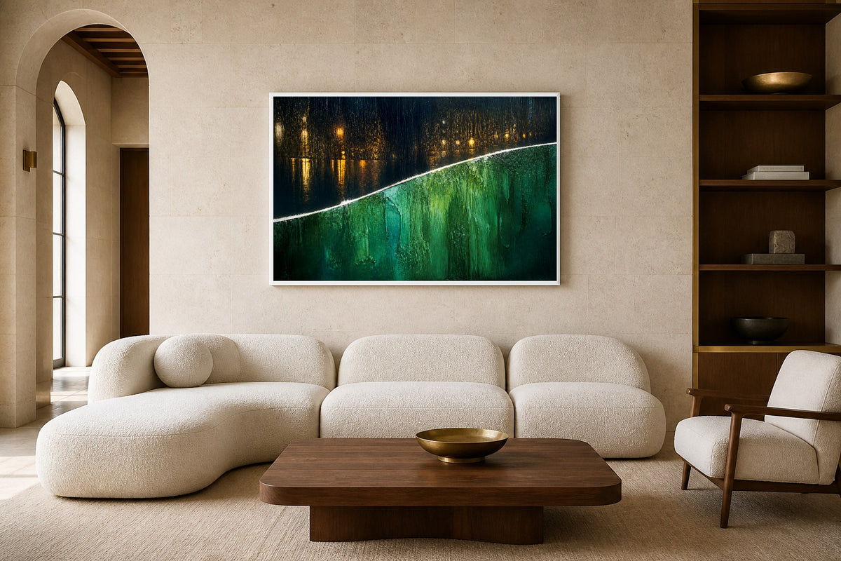 Game Line canvas artwork displayed in a luxury home interior