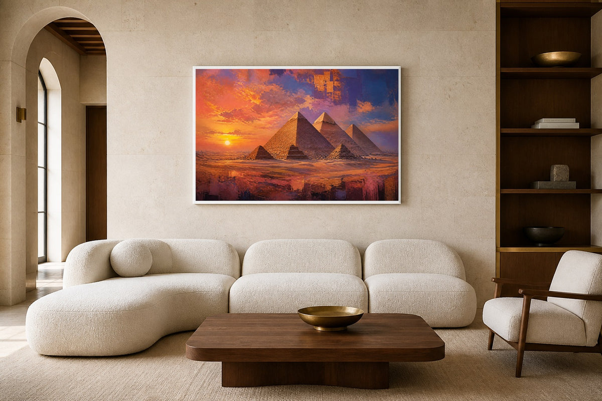 Giza Eternal canvas artwork displayed in a luxury home interior