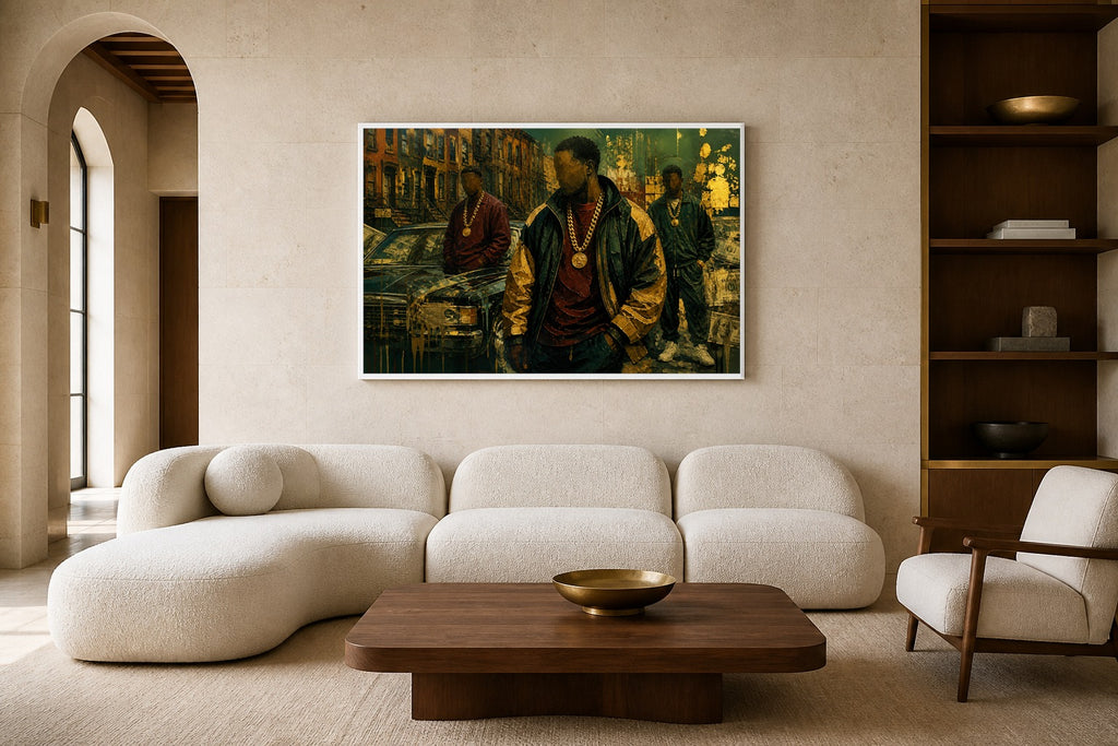 Harlem Power canvas artwork displayed in a luxury home interior