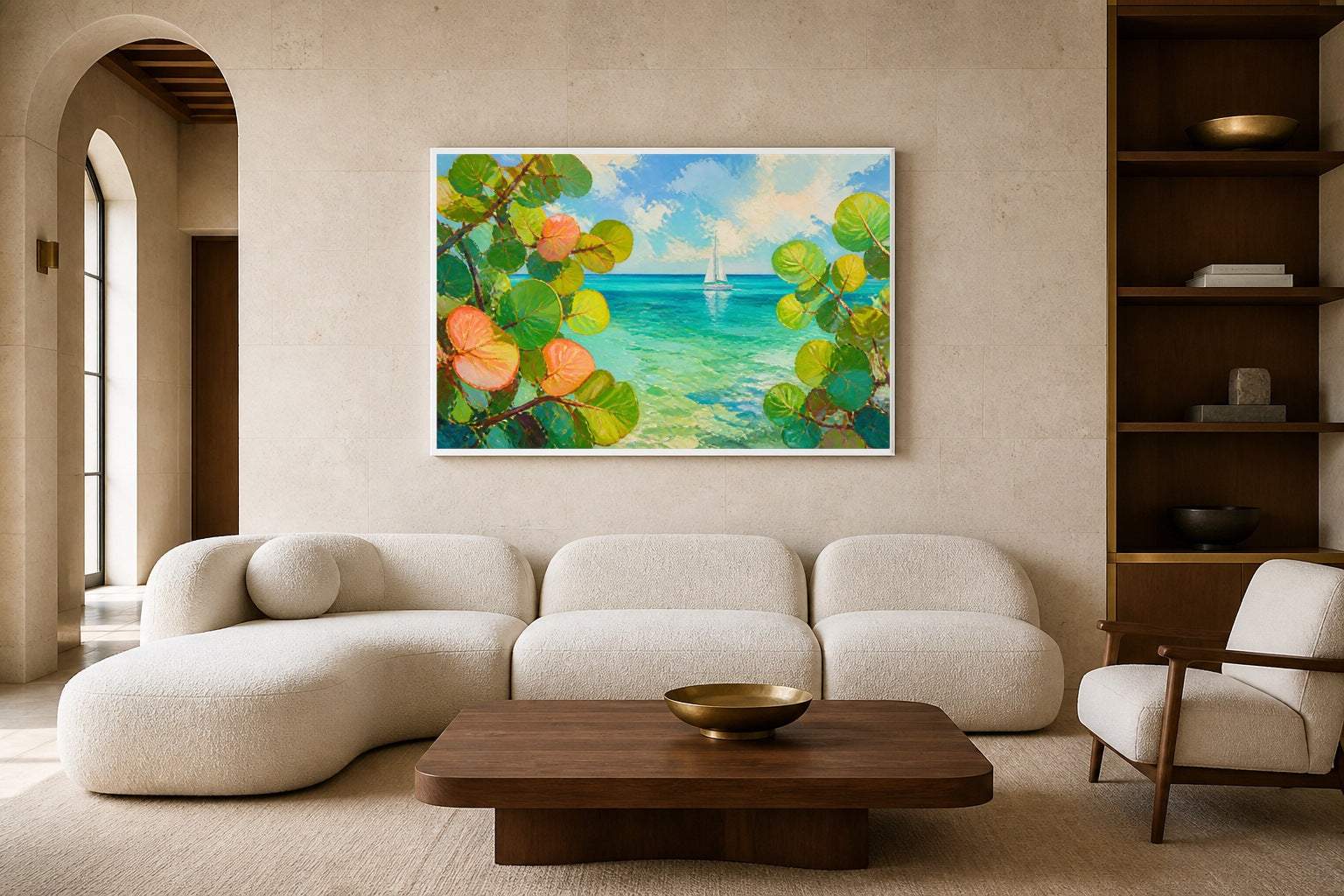 Keys Turquoise Passage canvas artwork displayed in a luxury home interior