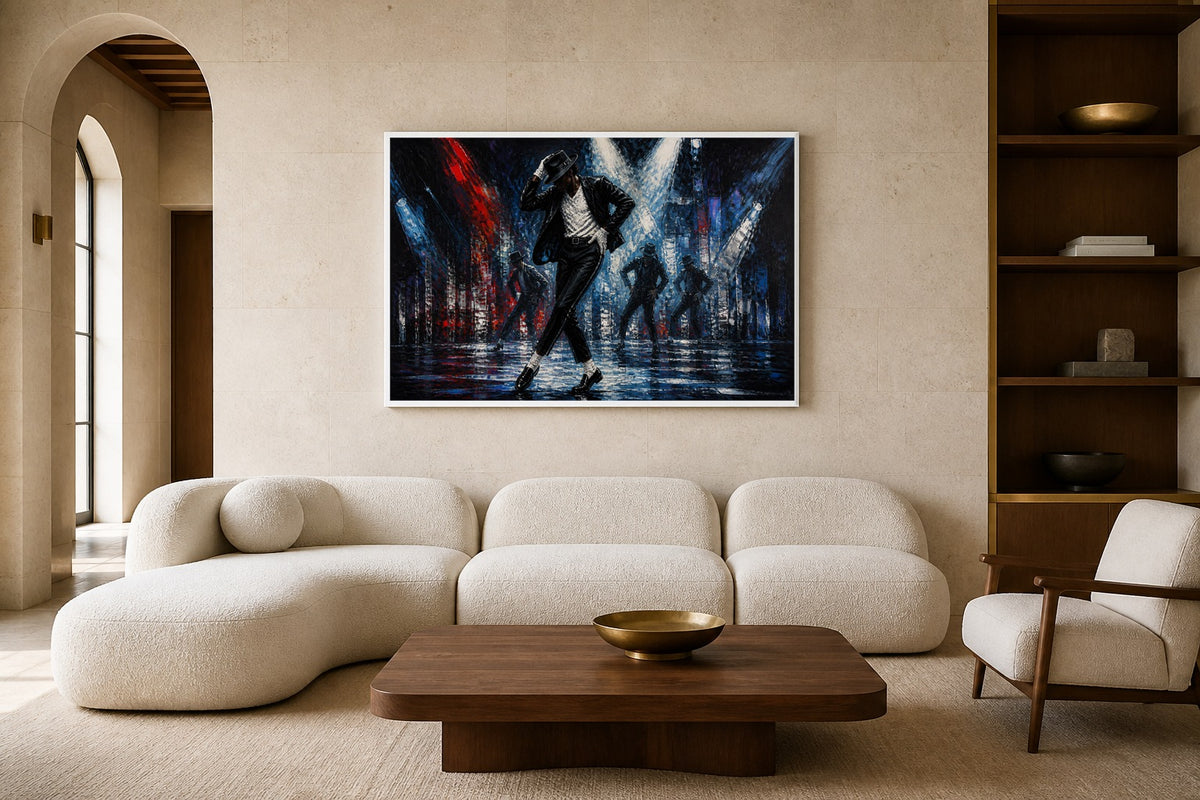 Midnight Dance canvas artwork displayed in a luxury home interior