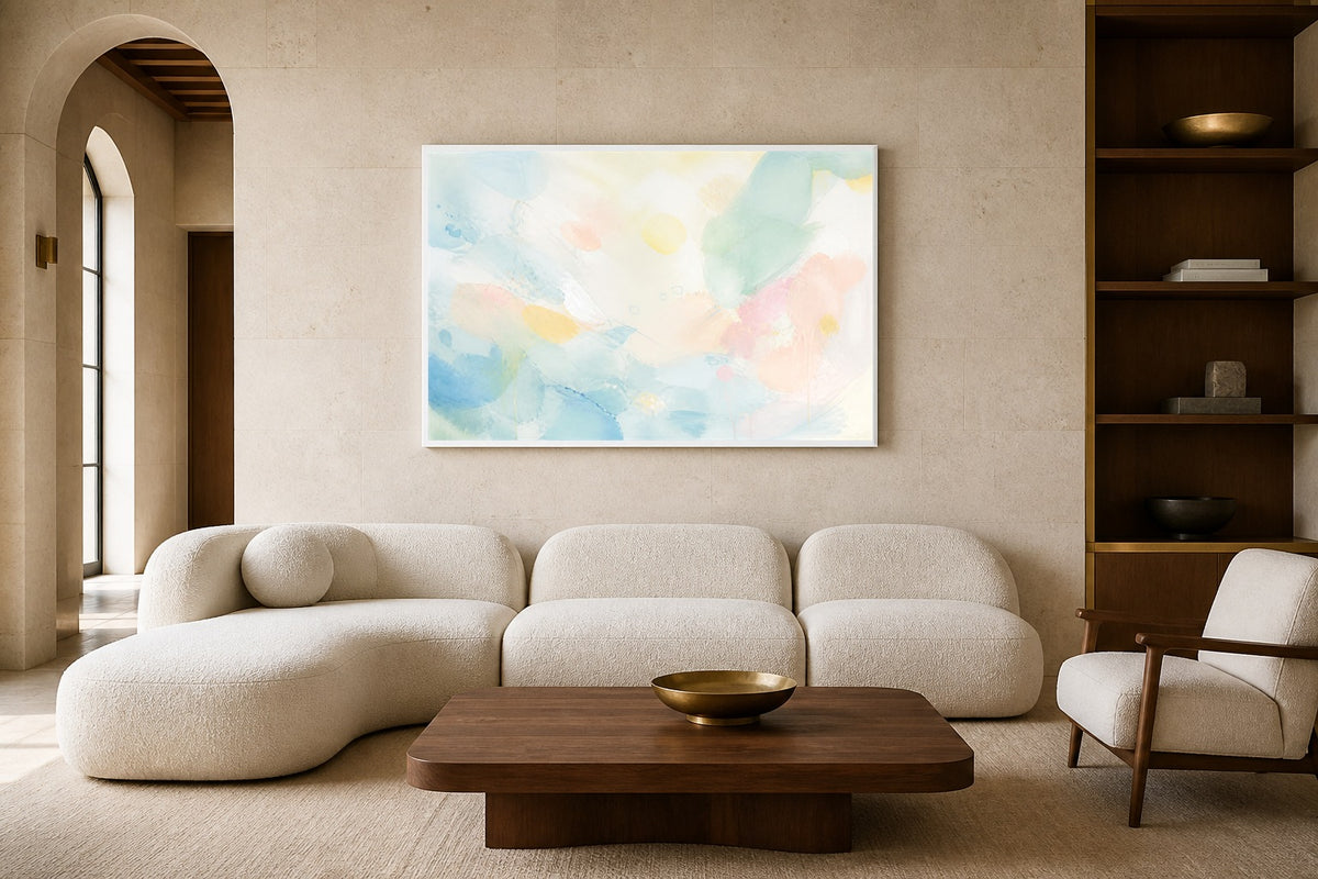 Morning Without Edges canvas artwork displayed in a luxury home interior