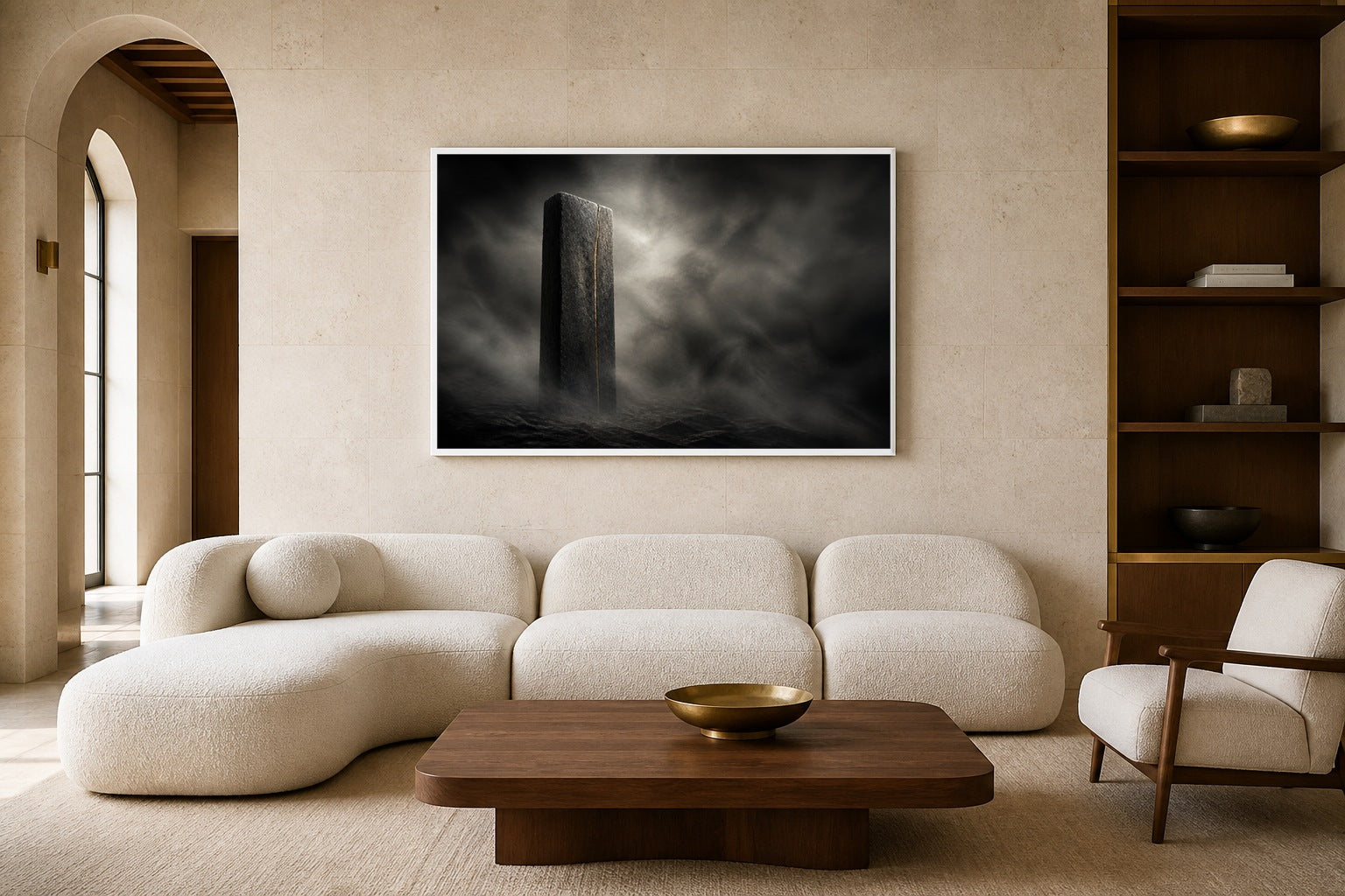 Quiet Resolve canvas artwork displayed in a luxury home interior