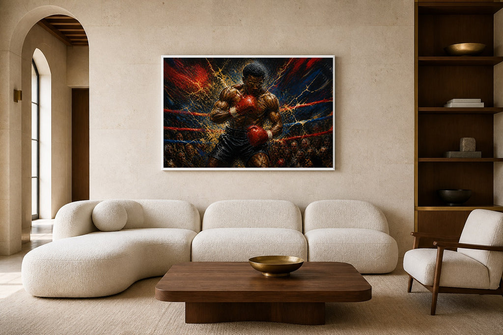 Rope And Thunder canvas artwork displayed in a luxury home interior