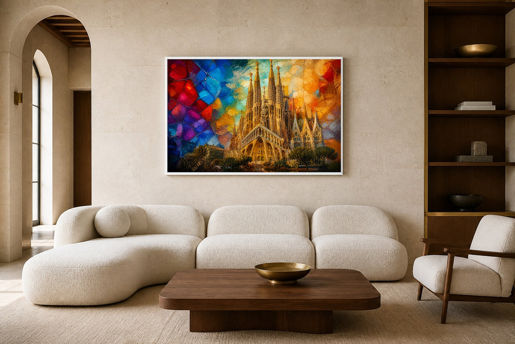 Sagrada Color canvas artwork displayed in a luxury home interior