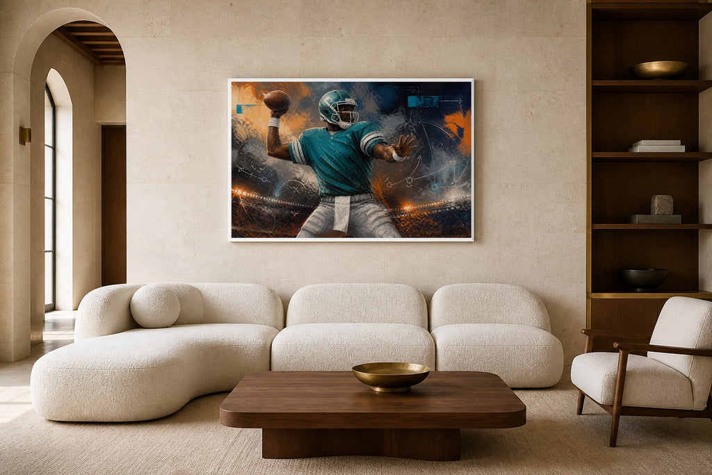 Sunday Field General canvas artwork displayed in a luxury home interior