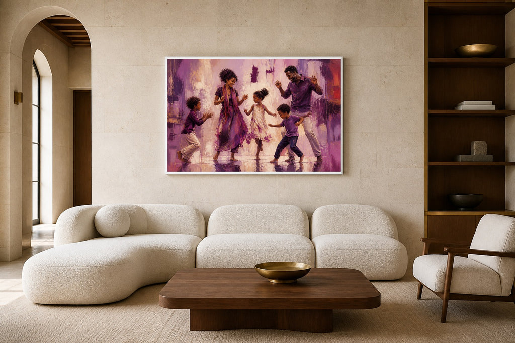 Sunday Music canvas artwork displayed in a luxury home interior