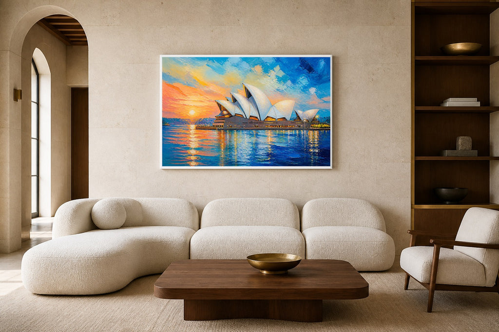 Sydney Sails canvas artwork displayed in a luxury home interior